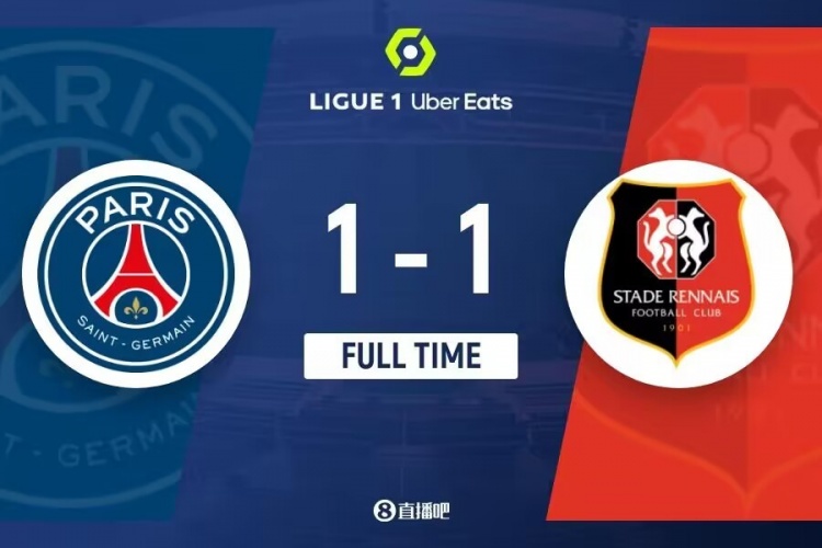 法甲-巴黎1-1雷恩11分領(lǐng)跑 G-拉莫斯讀秒點(diǎn)射絕平曼丹達(dá)黃點(diǎn)套餐